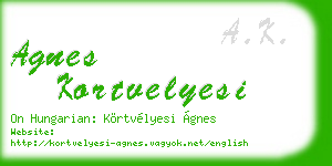 agnes kortvelyesi business card